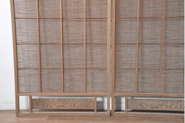 ヴィンテージ建具　昭和中期　涼し気な格子組みの夏戸3枚セット　(R-083495)