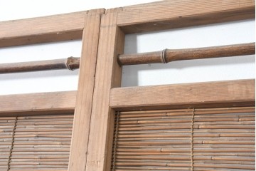 ヴィンテージ建具　昭和中期　涼し気な格子組みの夏戸3枚セット　(R-083495)