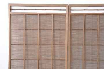 ヴィンテージ建具　昭和中期　涼し気な格子組みの夏戸3枚セット　(R-083495)