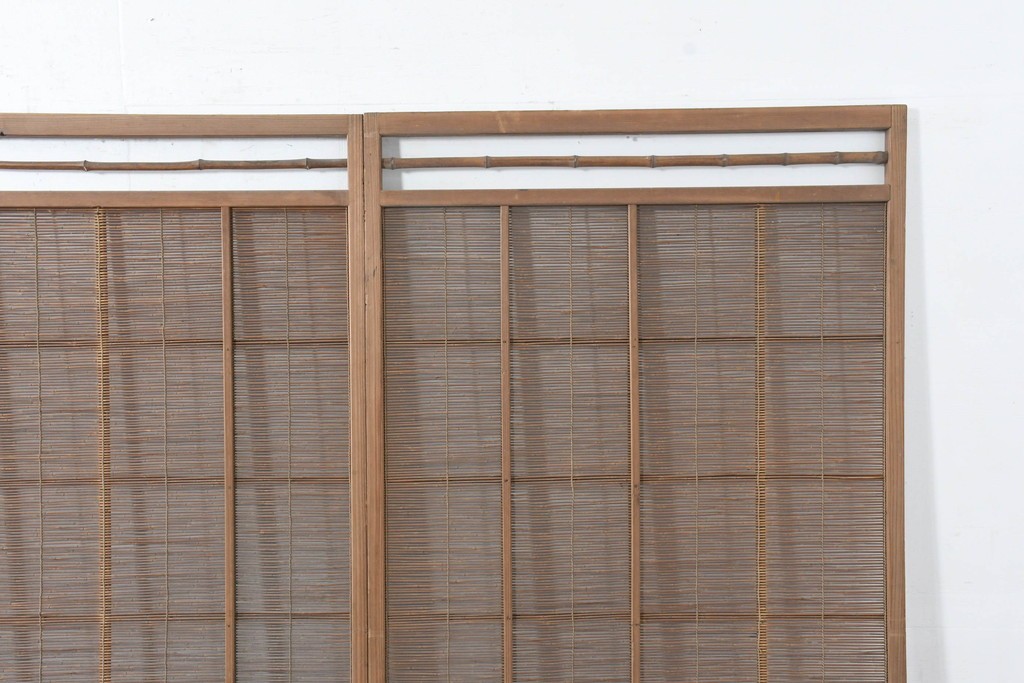 ヴィンテージ建具　昭和中期　涼し気な格子組みの夏戸3枚セット　(R-083495)