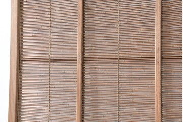 ヴィンテージ建具　昭和中期　涼し気な格子組みの夏戸3枚セット　(R-083495)