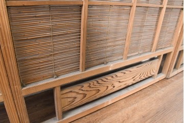 ヴィンテージ建具　昭和中期　涼し気な格子組みの夏戸3枚セット　(R-083495)
