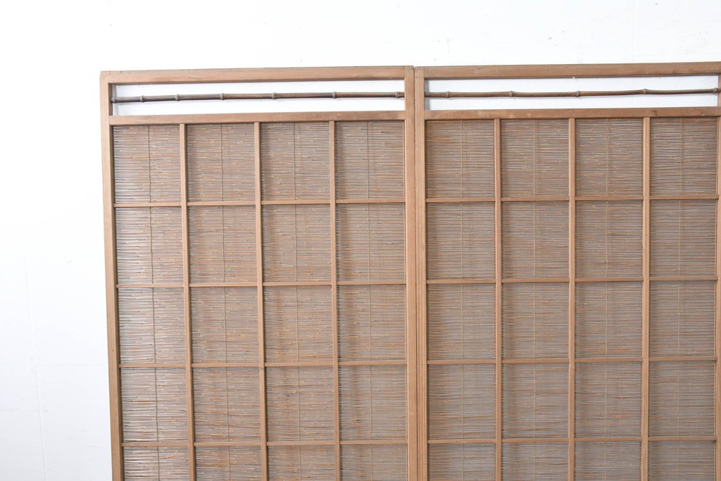 ヴィンテージ建具　昭和中期　涼し気な格子組みの夏戸3枚セット　(R-083495)