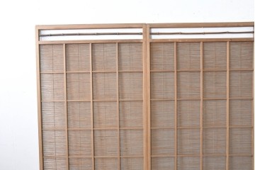 ヴィンテージ建具　昭和中期　涼し気な格子組みの夏戸3枚セット　(R-083495)