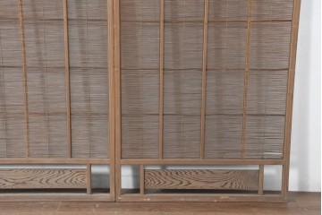 ヴィンテージ建具　昭和中期　涼し気な格子組みの夏戸3枚セット　(R-083495)