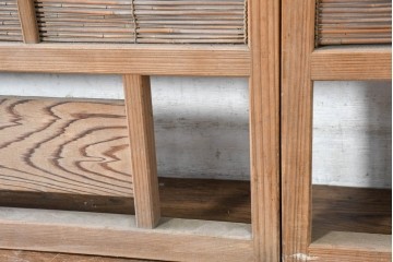ヴィンテージ建具　昭和中期　涼し気な格子組みの夏戸3枚セット　(R-083495)