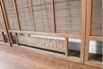 ヴィンテージ建具　昭和中期　涼し気な格子組みの夏戸3枚セット　(R-083495)