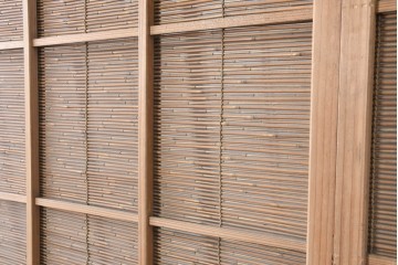 ヴィンテージ建具　昭和中期　涼し気な格子組みの夏戸3枚セット　(R-083495)
