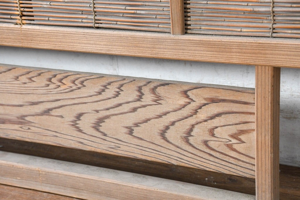 ヴィンテージ建具　昭和中期　涼し気な格子組みの夏戸3枚セット　(R-083495)