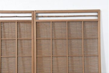 ヴィンテージ建具　昭和中期　涼し気な格子組みの夏戸3枚セット　(R-083495)