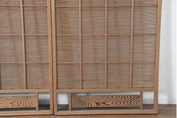 ヴィンテージ建具　昭和中期　涼し気な格子組みの夏戸3枚セット　(R-083495)