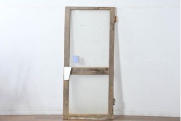 アンティーク建具　空間に抜け感を演出するシンプル木枠ガラス扉1枚(ガラス戸、ドア)(R-083496)