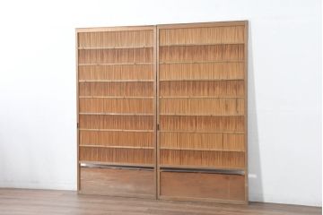 アンティーク建具　風と光を取り入れる伝統の知恵夏戸2枚セット(引き戸、簾戸、簀戸、葭戸、すど、夏障子)(R-083497)
