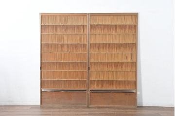 アンティーク建具　風と光を取り入れる伝統の知恵夏戸2枚セット(引き戸、簾戸、簀戸、葭戸、すど、夏障子)(R-083497)