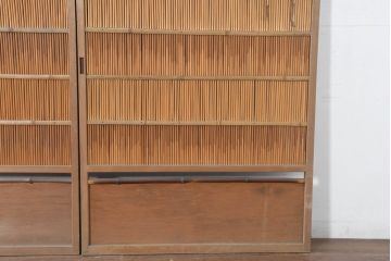 アンティーク建具　風と光を取り入れる伝統の知恵夏戸2枚セット(引き戸、簾戸、簀戸、葭戸、すど、夏障子)(R-083497)