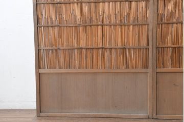 アンティーク建具　涼を呼び込む風情ある夏戸2枚セット(引き戸、簾戸、簀戸、葭戸、すど、夏障子)(R-083498)