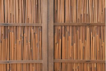 アンティーク建具　涼を呼び込む風情ある夏戸2枚セット(引き戸、簾戸、簀戸、葭戸、すど、夏障子)(R-083498)