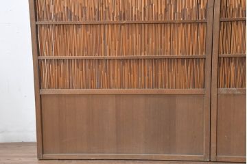 アンティーク建具　涼を呼び込む風情ある夏戸2枚セット(引き戸、簾戸、簀戸、葭戸、すど、夏障子)(R-083498)