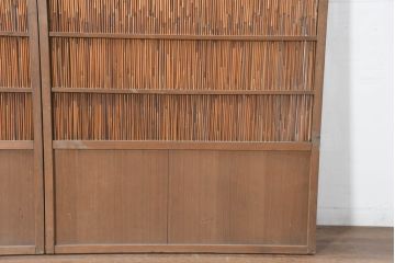 アンティーク建具　涼を呼び込む風情ある夏戸2枚セット(引き戸、簾戸、簀戸、葭戸、すど、夏障子)(R-083498)