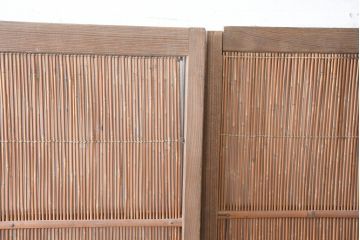 アンティーク建具　涼しげな和の空間を演出する夏戸4枚セット(引き戸、簾戸、簀戸、葭戸、すど、夏障子)(R-083499)