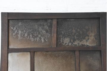 アンティーク建具　大正ロマン　大小のガラスが織りなす表情豊かなデザインのガラス扉1枚(ガラスドア、ガラス戸)(R-083500)