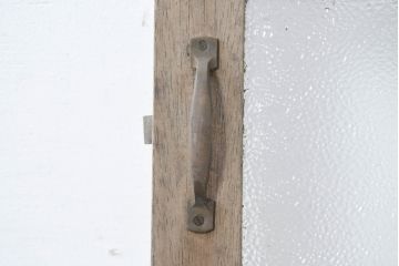 アンティーク建具　時を重ねた風合いが魅力の背の低いガラス扉1枚(ガラス戸、木製扉、ガラス戸)(R-083501)