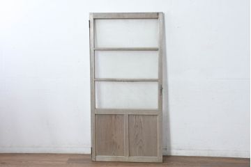 アンティーク建具　時を重ねた風合いが魅力の背の低いガラス扉1枚(ガラス戸、木製扉、ガラス戸)(R-083501)