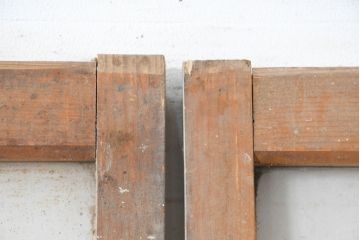 アンティーク建具　使い込まれた風合いが味わい深いモールガラスがアクセントのガラス戸2枚セット(引き戸)(R-083502)