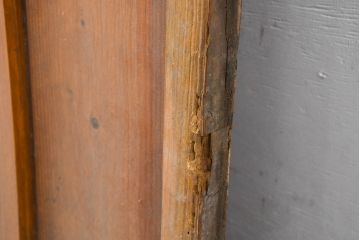 アンティーク建具　使い込まれた風合いが味わい深いモールガラスがアクセントのガラス戸2枚セット(引き戸)(R-083502)