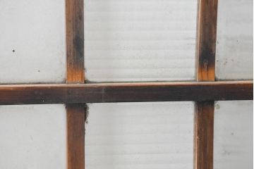 アンティーク建具　使い込まれた風合いが味わい深いモールガラスがアクセントのガラス戸2枚セット(引き戸)(R-083502)