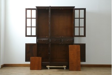 中古　北海道民芸家具　HM165K　高級感漂う上品な佇まいの食器棚　定価約43万円　(R-083506)