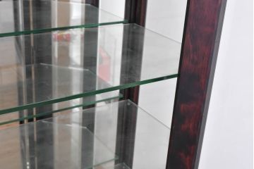 中古　美品!!　国産民芸家具の逸品　神居民芸(Kamui、カムイ)　美しさが際立つ、上質な多角ショーケース(六角、戸棚、収納棚、ガラスケース、キャビネット、ディスプレイケース、飾り棚、陳列棚、店舗什器)(R-083512)