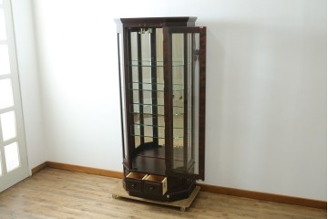 中古　美品!!　国産民芸家具の逸品　神居民芸(Kamui、カムイ)　美しさが際立つ、上質な多角ショーケース　(R-083512)