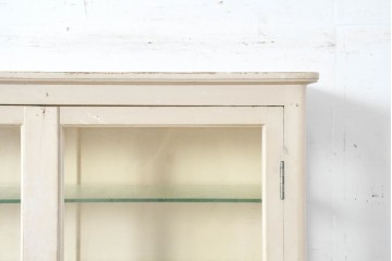 和製ヴィンテージ　カフェ風インテリアが叶う小振りな三面ガラスケビントガラスケース　(R-083514)