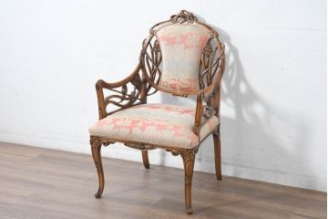 中古　美品!!　最高級モデル　メデア(Medea)　ART-919　アール・ヌーヴォー様式　クラシカルな美しさと繊細な職人技が光るアームチェア(アール・ヌーボー様式、ダイニングチェア、椅子、イス)(定価約65万円)(R-083521)