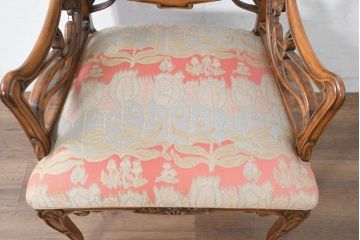 中古　美品!!　最高級モデル　メデア(Medea)　ART-919　アール・ヌーヴォー様式　クラシカルな美しさと繊細な職人技が光るアームチェア(アール・ヌーボー様式、ダイニングチェア、椅子、イス)(定価約65万円)(R-083521)