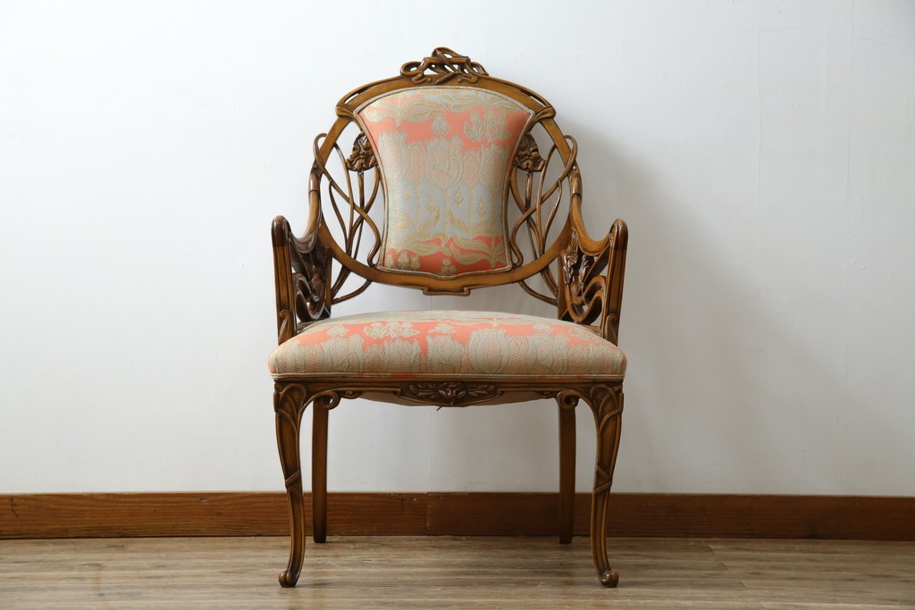 中古　美品!!　最高級モデル　メデア(Medea)　ART-919　アール・ヌーヴォー様式　クラシカルな美しさと繊細な職人技が光るアームチェア　定価約65万円相当　(R-083521)