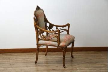 中古　美品!!　最高級モデル　メデア(Medea)　ART-919　アール・ヌーヴォー様式　クラシカルな美しさと繊細な職人技が光るアームチェア　定価約65万円相当　(R-083521)