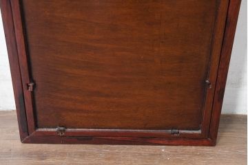 アジア民芸家具　中古　美品　唐木製　李朝デザインの壁掛けガラスケース(ウォールキャビネット、収納棚、吊り戸棚、ショーケース、Gケース、コレクションケース、ディスプレイケース、飾り棚、店舗什器)(R-083522)