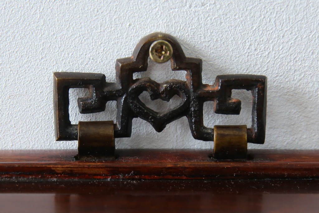 アジア民芸家具　中古　美品　唐木製　李朝デザインの壁掛けガラスケース　(R-083522)