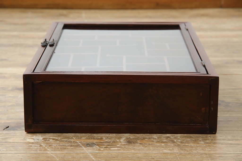 アジア民芸家具　中古　美品　唐木製　李朝デザインの壁掛けガラスケース　(R-083522)