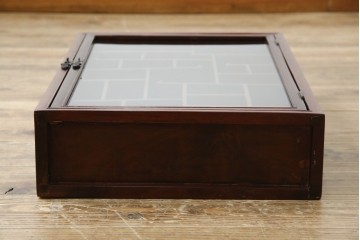アジア民芸家具　中古　美品　唐木製　李朝デザインの壁掛けガラスケース　(R-083522)