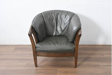 中古　maruni(マルニ木工)　地中海ロイヤルシリーズ(ROYAL)　高級感の漂う本革(レザー)1Pソファ(一人掛け、アームソファ、ラウンジソファ、サロンチェア)(定価約48万円)(R-083523)