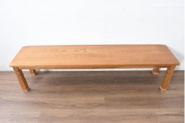中古　味わい深いアメリカダッチカントリースタイルのオーク無垢ベンチ(木製ベンチ、ダイニングチェア、長椅子、板座チェア、椅子、イス)(R-083527)