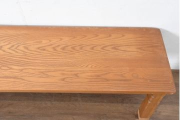 中古　味わい深いアメリカダッチカントリースタイルのオーク無垢ベンチ(木製ベンチ、ダイニングチェア、長椅子、板座チェア、椅子、イス)(R-083527)