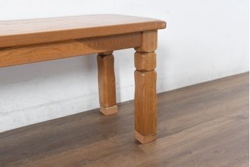 中古　味わい深いアメリカダッチカントリースタイルのオーク無垢ベンチ(木製ベンチ、ダイニングチェア、長椅子、板座チェア、椅子、イス)(R-083527)