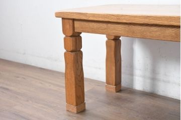中古　味わい深いアメリカダッチカントリースタイルのオーク無垢ベンチ(木製ベンチ、ダイニングチェア、長椅子、板座チェア、椅子、イス)(R-083527)