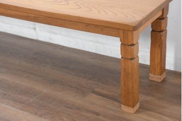 中古　味わい深いアメリカダッチカントリースタイルのオーク無垢ベンチ(木製ベンチ、ダイニングチェア、長椅子、板座チェア、椅子、イス)(R-083527)