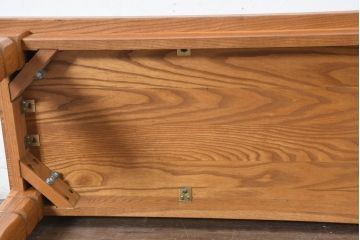 中古　味わい深いアメリカダッチカントリースタイルのオーク無垢ベンチ(木製ベンチ、ダイニングチェア、長椅子、板座チェア、椅子、イス)(R-083527)