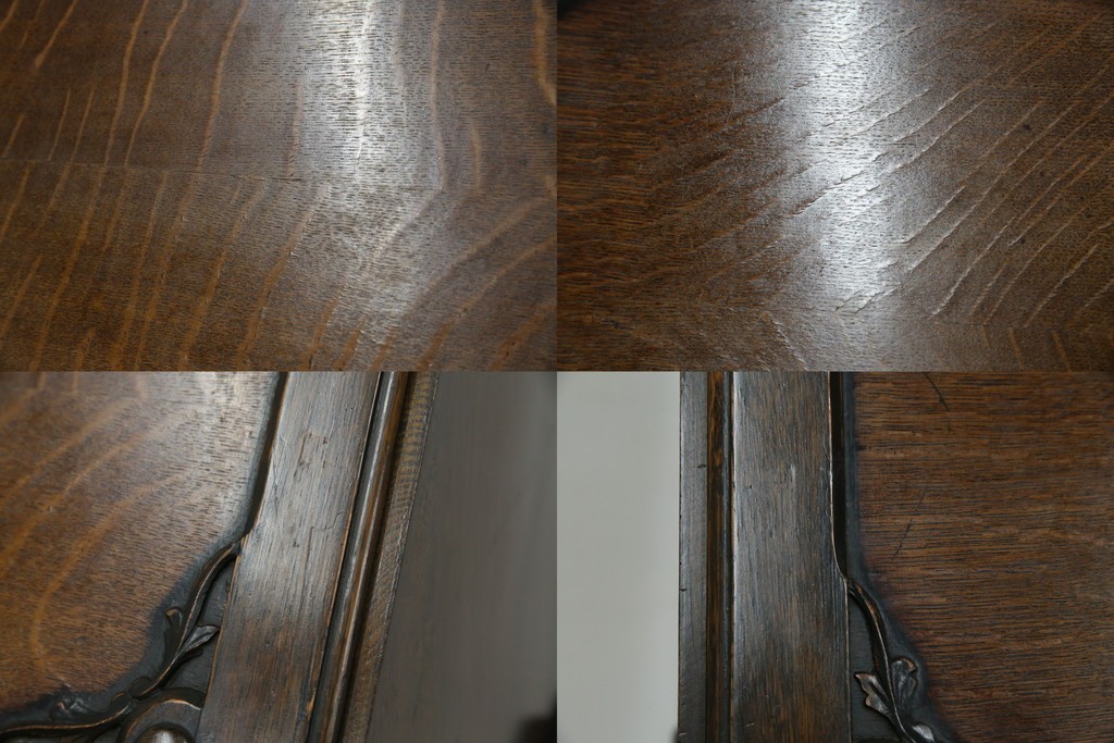 イギリスアンティーク　上手物!!　オーク材　曲線美と風格を兼ね備えたバルボス脚のライティングビューロー　(R-083529)